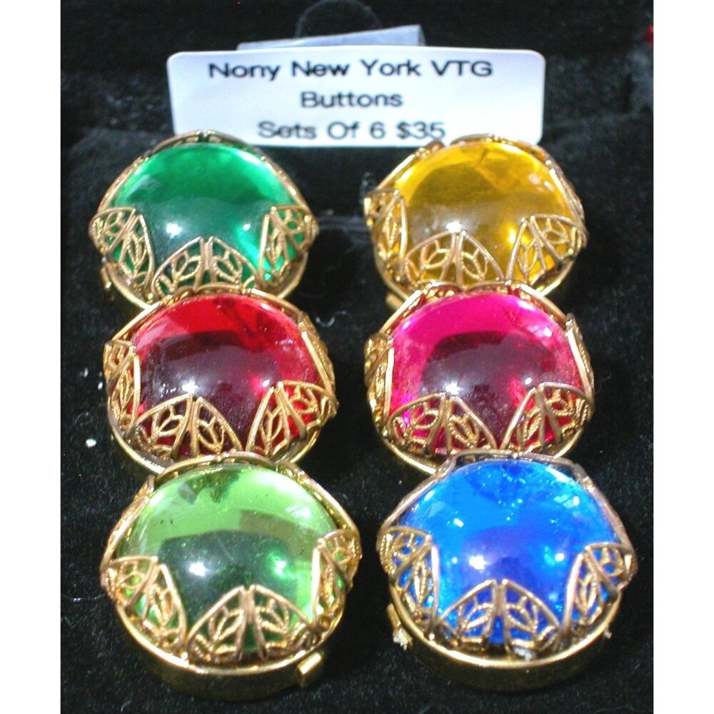 Nony New York VTG Gold-Tone 6 Button Covers  Red, Pink. Green, Lime, Blue,